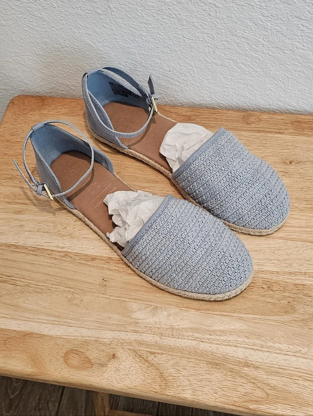 LC Lauren Conrad Crochet Espadrille Flats Blue, Size 10